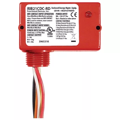 Functional Devices RIB21CDC-RD – Enclosed pilot relay,Class2 Dry Contact